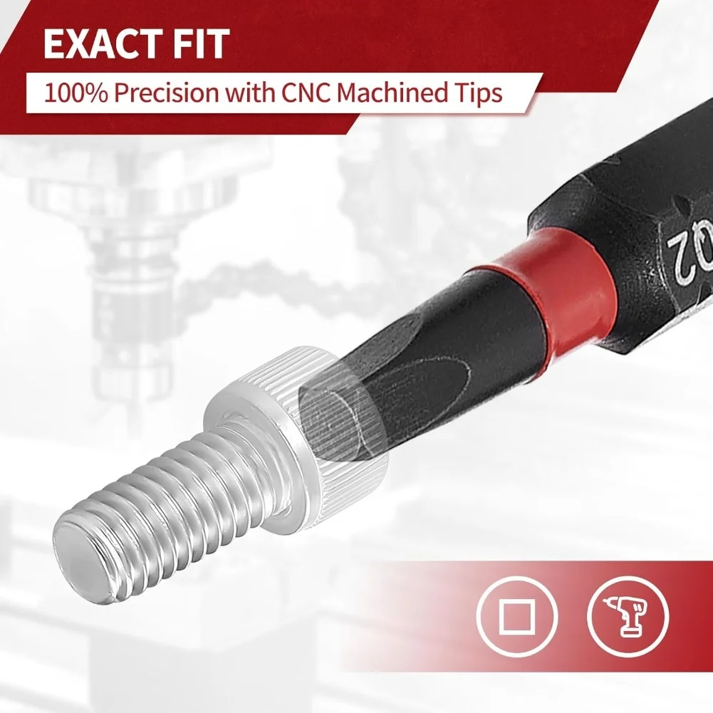 For Confined Spaces 50mm Torque Square Bit Set High Torque Screwdriver Bits Set 1 4 Hex Shank SQ1 SQ2 SQ3 Sizes
