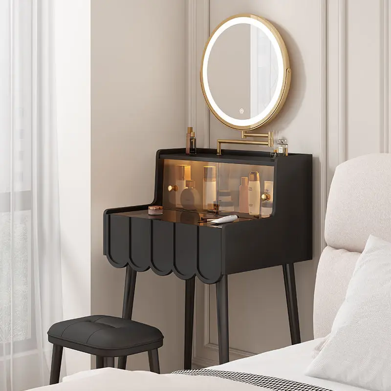 

French cream style dresser, bedroom simple and modern, light luxury, small mini dressing table, ultra-narrow 50cm, 60cm