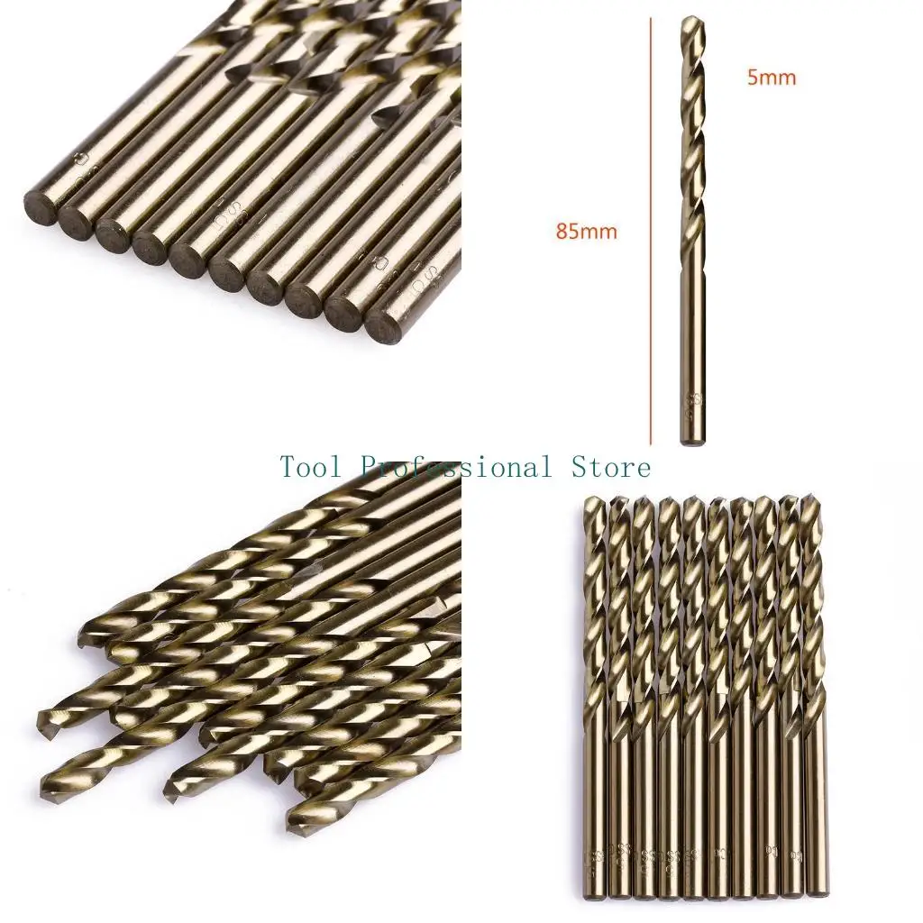 

57QF Durable 10x Plastic HSS Twist Drill Bit 5mm Round Shank For Drilling woodworking