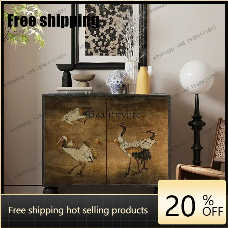 LX  French Style Entrance Cabinet Chinese Style Sideboard Retro Domestic Living Room Aisle Bedroom Tailstock Storage Cabin