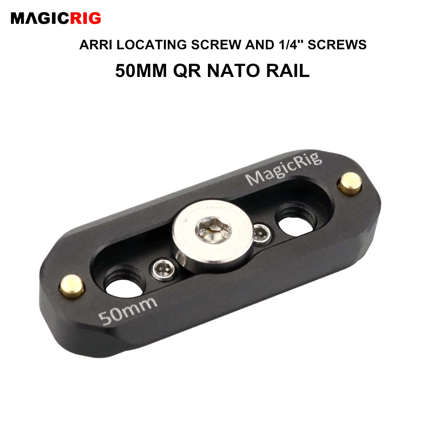 MagicRig Camera Quick Release Safety NATO Rail 5cm 1.96 Inches Long with 1/4\'\' Screws for ARRI Holes /NATO Handle /Camera Cage