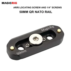 MagicRig Camera Quick Release Safety NATO Rail 5cm 1.96 Inches Long with 1/4'' Screws for ARRI Holes /NATO Handle /Camera Cage