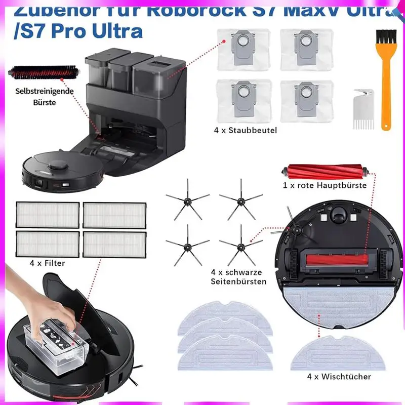 N96R For Roborock S7 Maxv Ultra, Main Side Brush Hepa Filter Mop Cloth Dust Bags Replacement Parts Accessories