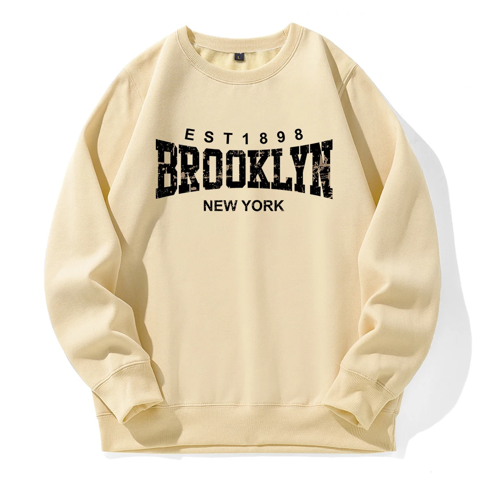 Brooklyn Est 1898 New York Printing Man Hooded Sports Street Sweatshirt Casual Basic All Match Hoodies Original Vintage Hoody