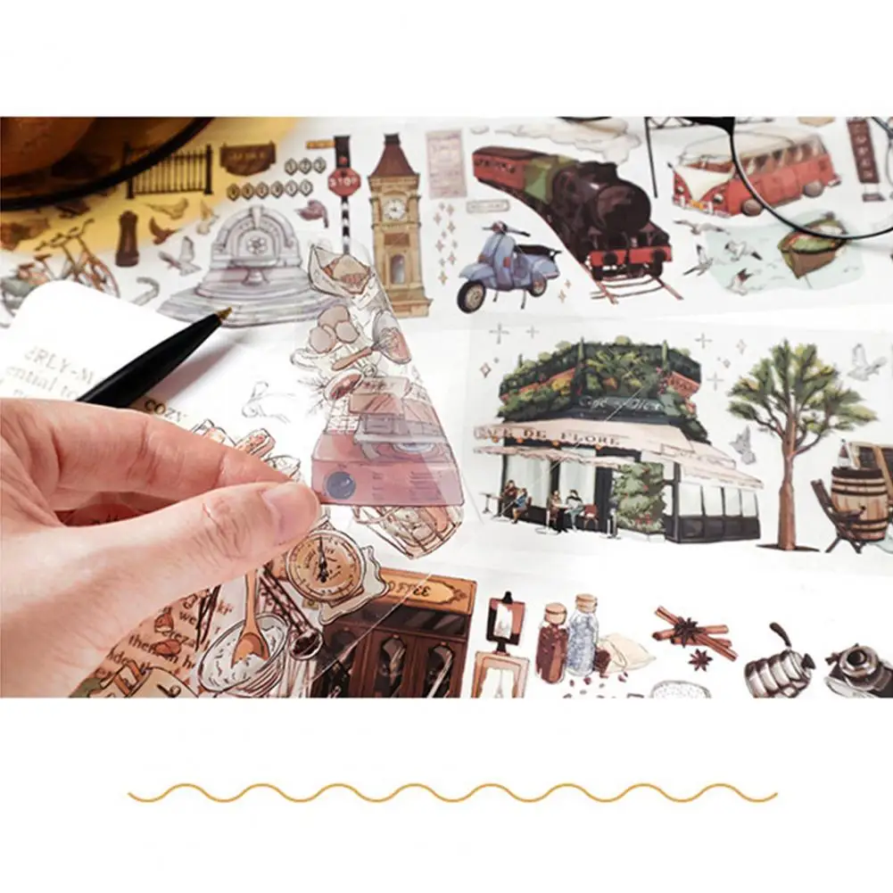 Delicate Decorative Sticker Colorful Journaling Sticker Strong Adhesion Travel Style Scrapbooking Sticker  DIY Decor