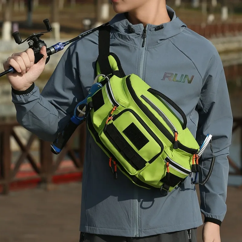 Motorcycle Waist Bag Men Fishing Lure Bag Sports Hunting Fanny Pack Outdoor Hiking Running Rig Pouch Multi-pockets Chest Bag