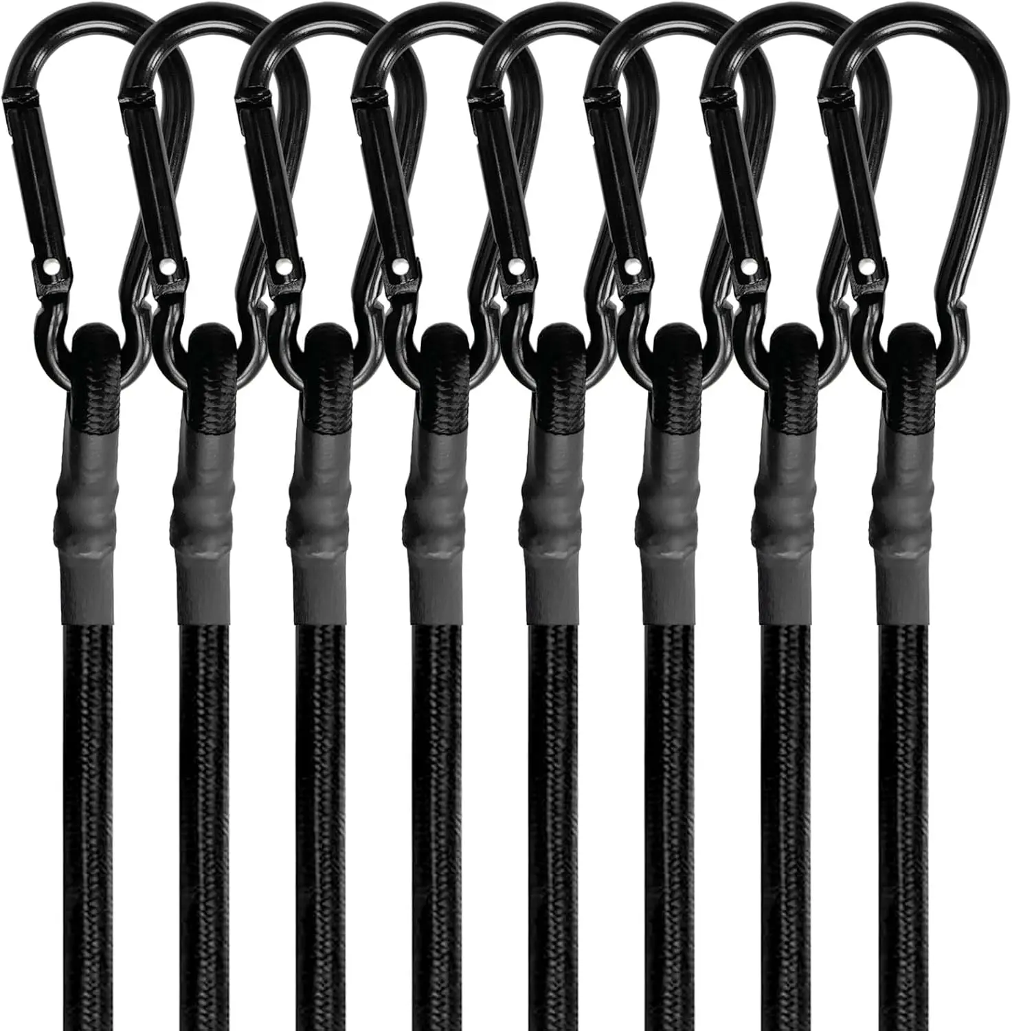 

8 шт. прочных эластичных шнуров с карабинами, 24-дюймовые черные эластичные ремни для использования на открытом воздухе