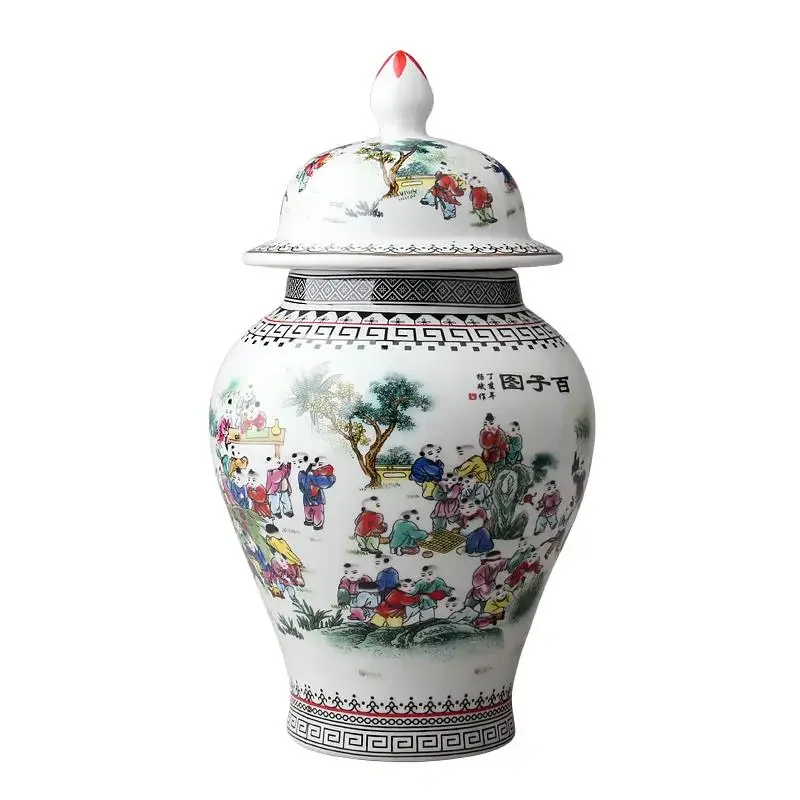 Figurines vidéo de tradition chinoise avec pots en céramique veds