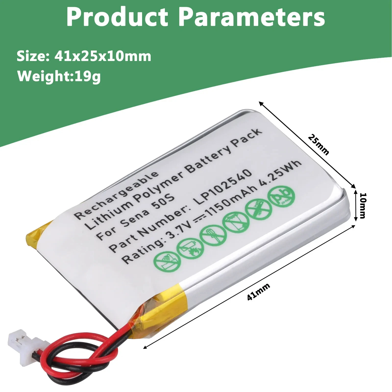 بطارية بديلة لقطع غيار سينا ، ليثيوم بوليمر ، شماعة ، 10U ، 30k ، Sena 10s ، Sena 50s ، سماعة رأس بلوتوث ، V