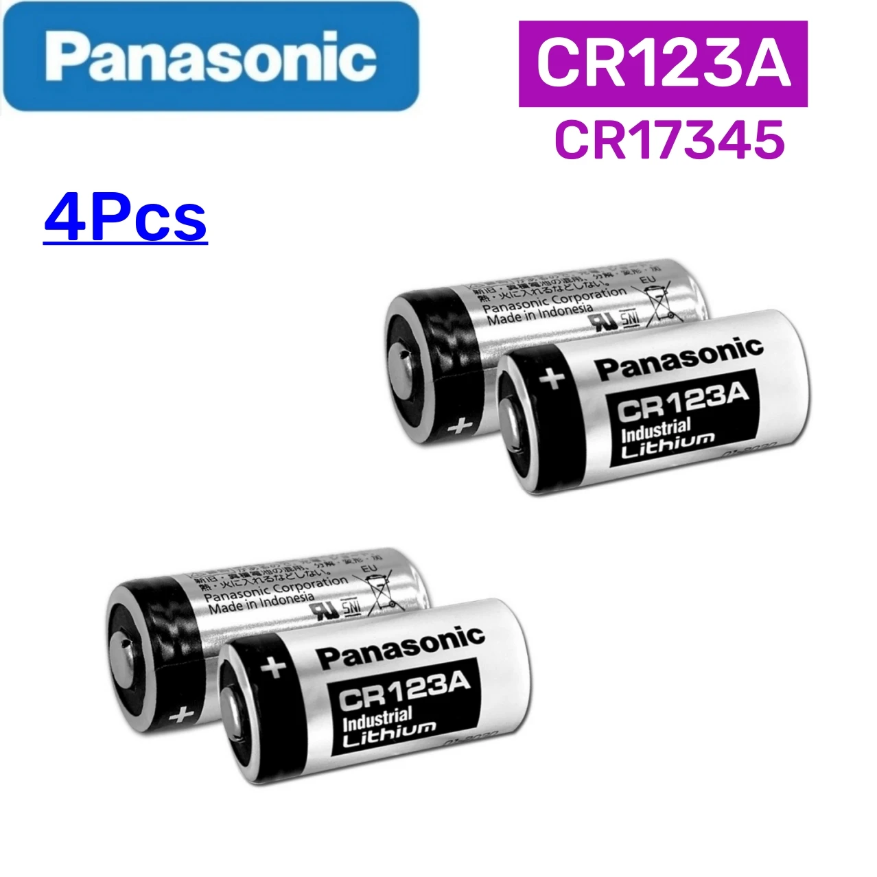 4PCS Original Panasonic 123 Lithium 3V Arlo Camera Battery CR123A CR17345 DL123A EL123A 123A