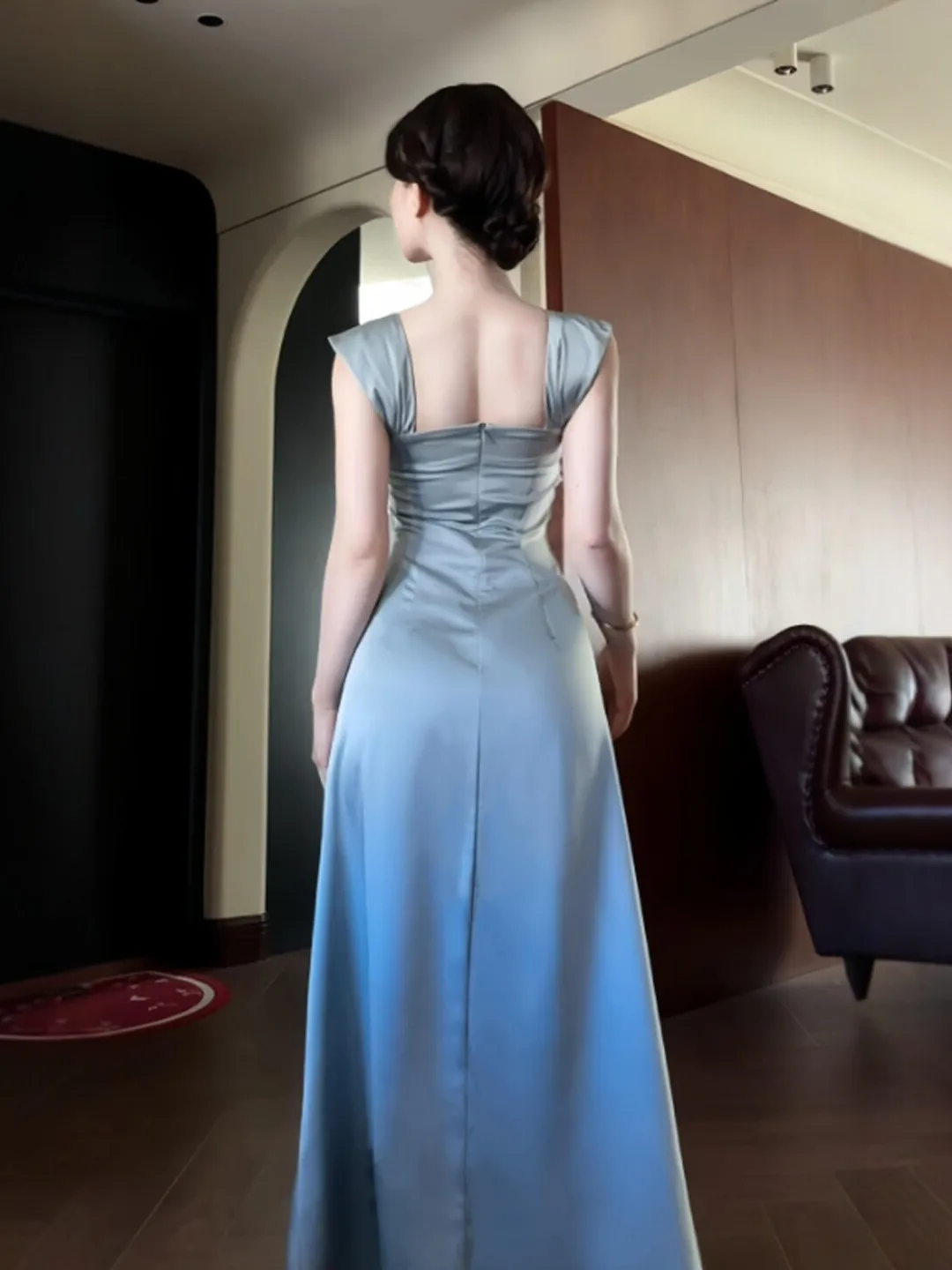 

Элегантное летнее платье в стиле «сестринский шик» из ацетатного атласа с завязками, модное, с завышенной талией, нежное, однотонное, с естественной линией талии