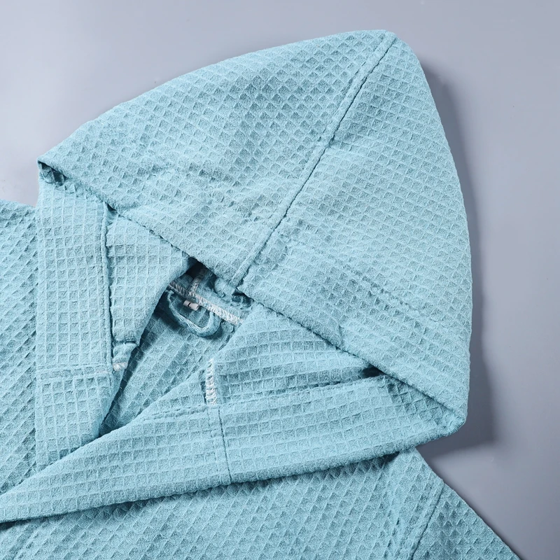 

Men's Monochromatic Cotton Waffle Dressing Gown Summer Sleepwear Lounge Bathrobe Lovers Bride Nightgowns Comfortable Robe