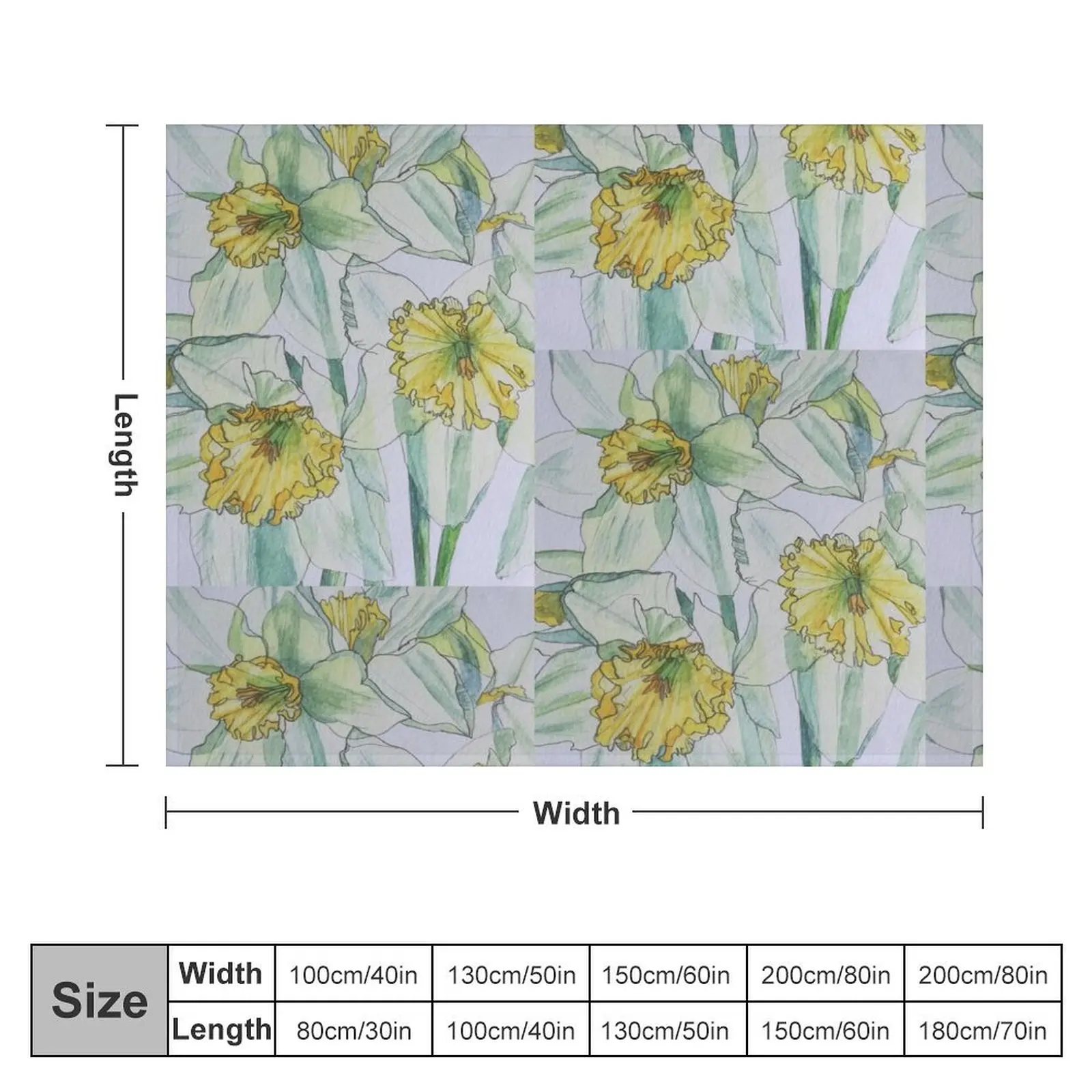 Daffodils watercolour painting Throw Blanket Large Soft Blankets