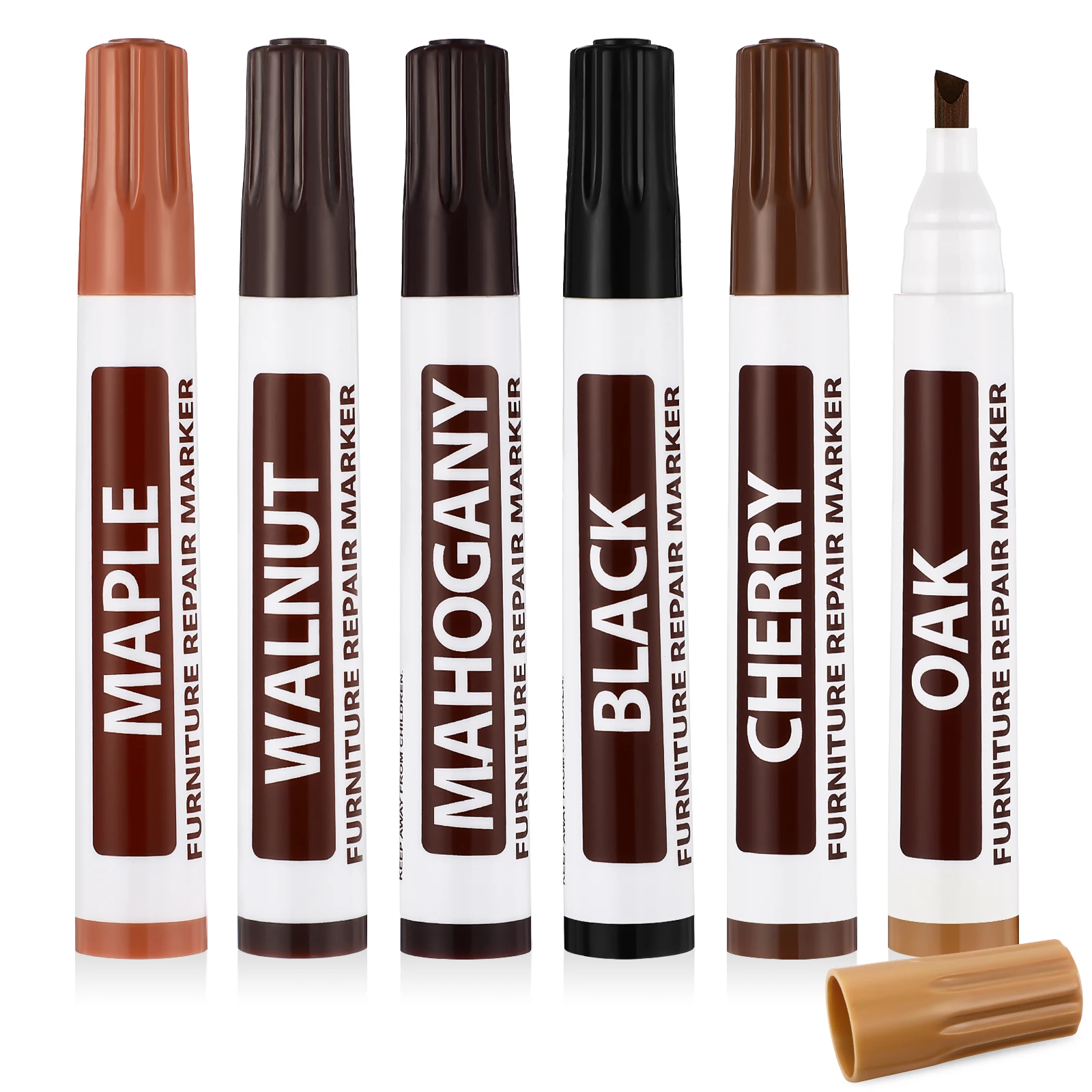 

6 pcs Furniture Paint Pen 6 Colors Non-Toxic Quick-Drying Touch Up Marker Repair Scratches Wooden Furniture Restoration