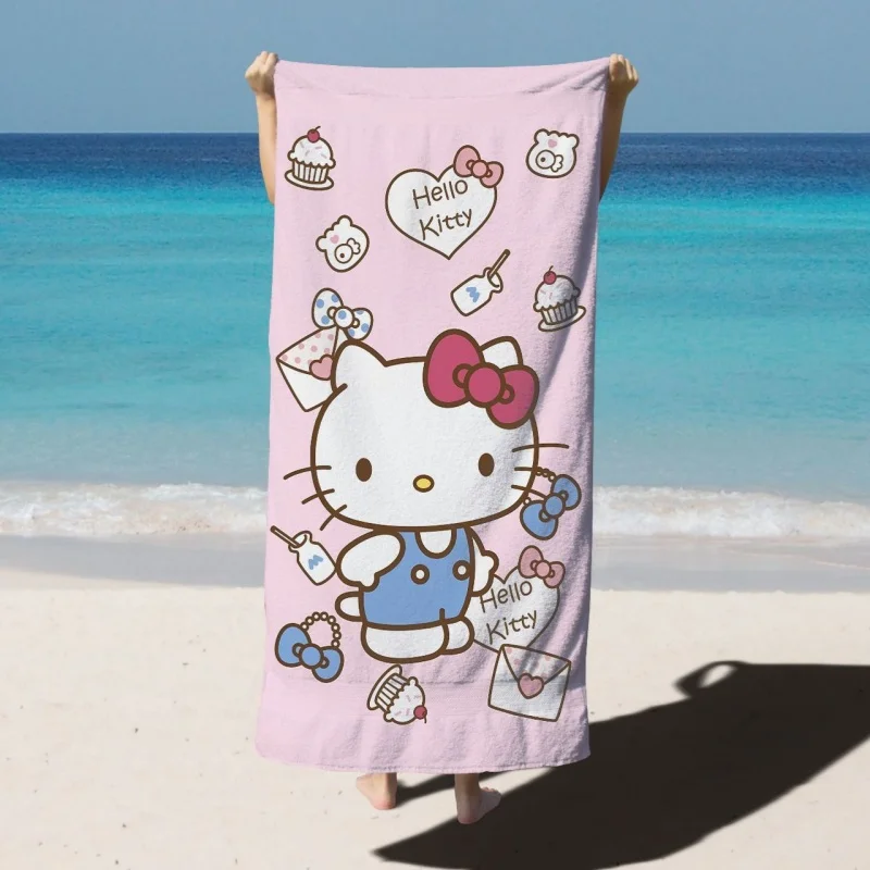 Hello Kitty Sanrio Towel Melody Boy Girl Blanket Cartoon Bath Towel Cotton Children Beach Big Wrapped Towel Cover Blanket