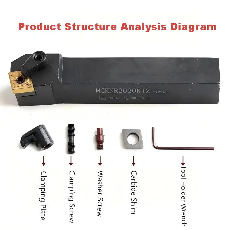 CNC Lathe External Turning Tool Holder 75° M‑Clamp MCKNR/MCKNR Right & Left Hand Tool Post Accessories for CNMG Inserts