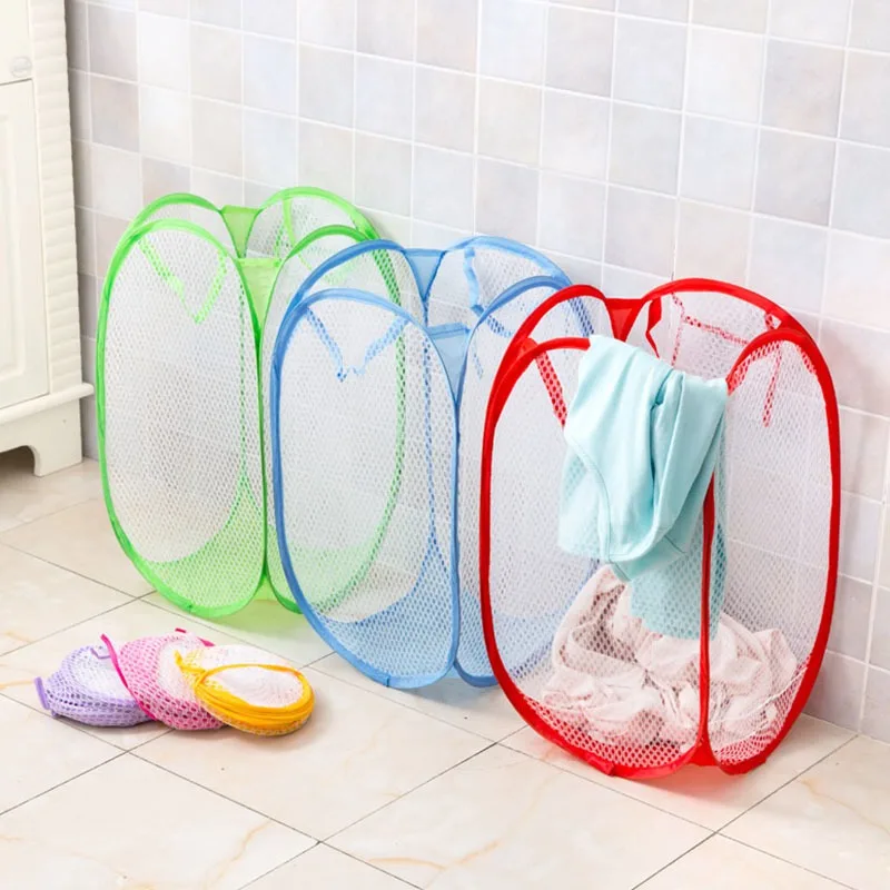 Folding Laundry Basket Mesh Laundry Dirty Sorting Basket Kids Toys Sundrie Home Storage Box Organizer