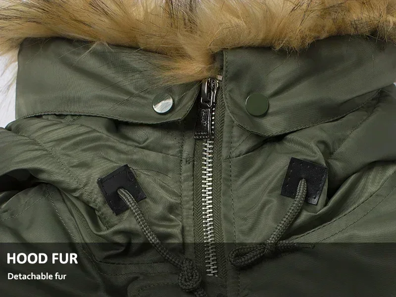 Plus Size Fur Hood Long Waterproof Pilot Windproof Air Force Winter Parka Thick Men Outwear Coat plus Size N3B Military Jacket