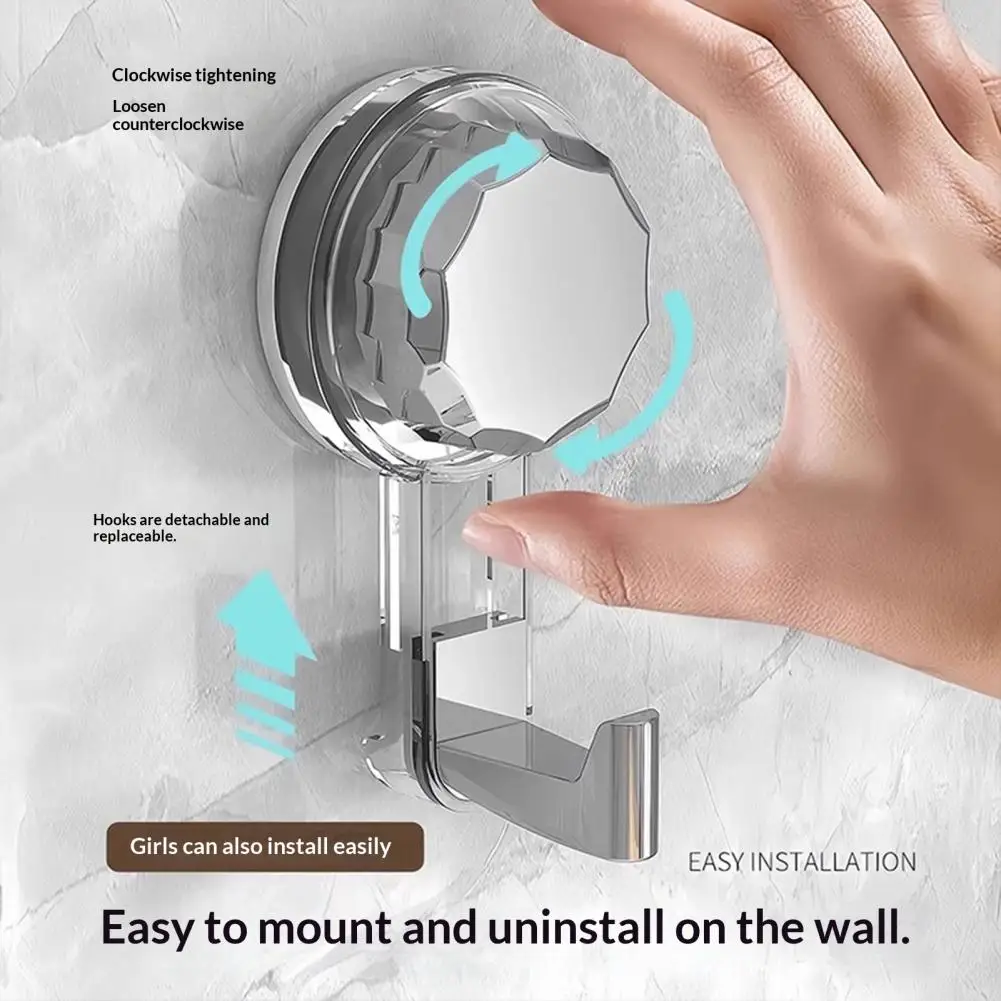 

Vacuum Lock Suction Hook Rotating Suction Cup Hook with Vacuum Lock Heavy-duty No-drill Adhesive Hook Waterproof for Bathroom