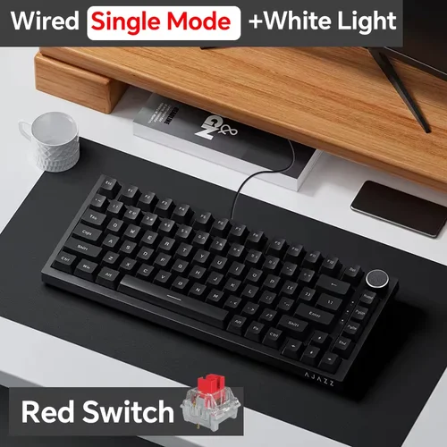 Imagen 1 del producto Ajazz AK820/AK820Pro Teclado mecánico para juegos Bluetooth 5,1/teclado personalizado inalámbrico/con cable C con perilla junta de intercambio en caliente