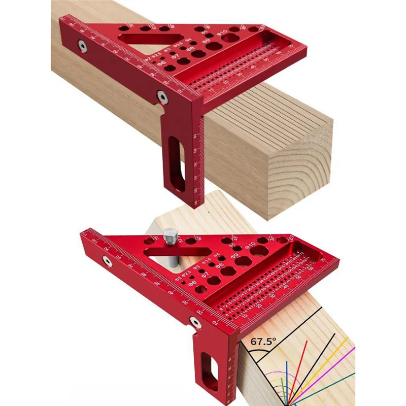 ABRB-木工直角分度器、ダボピン付き木工直角定規、アルミニウム合金マイター三角定規、アングラースクライバー
