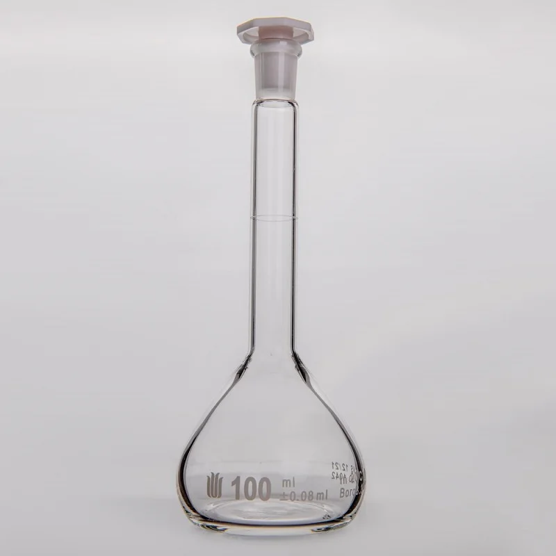 SYNTHWARE Transparent volumetric flask, With plastic stopper, With batch testing certificate, Borosilicate glass, F81