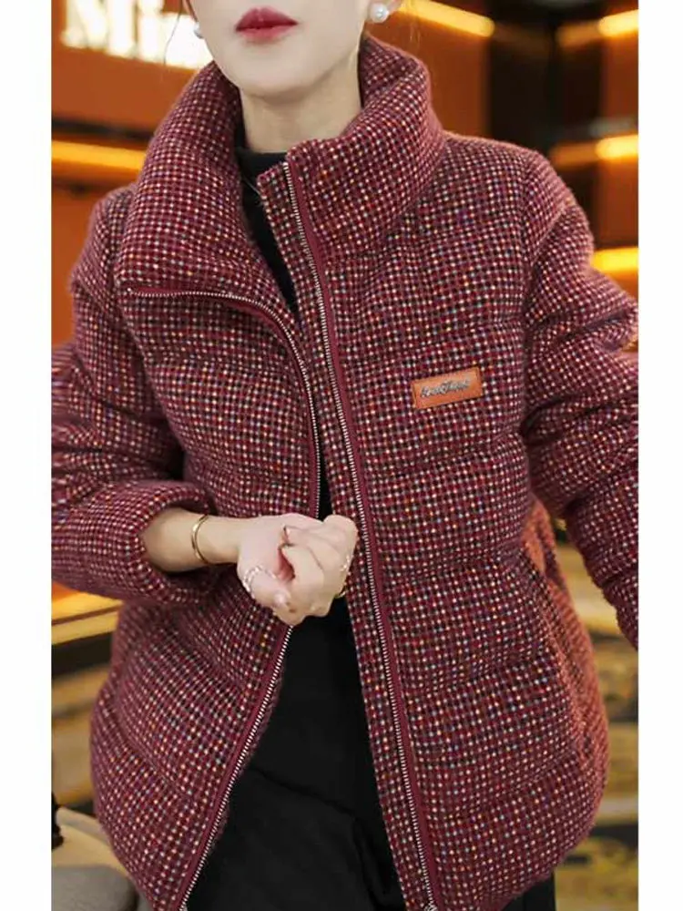 

Роскошное зимнее пальто-пуховик Thi, теплая повседневная куртка с воротником-стойкой, модная легкая верхняя одежда на хлопковом пуху