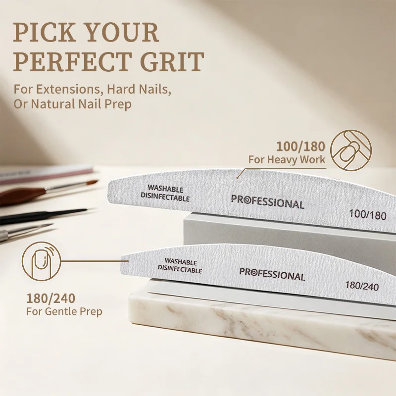 5pcs Nail Files Set 100/180/240 Double Side Sandpaper Nail Sanding Cuticle Remover Buffer Files Manicure Tool