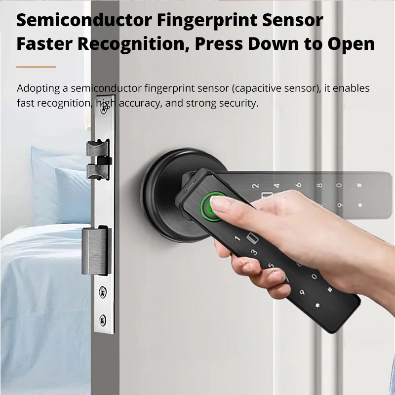 Tuya Electronic Digital Door Lock WiFi Remote Control Fingerprint Password IC Card Key Unlock For Indoor Home Wooden Metal Door