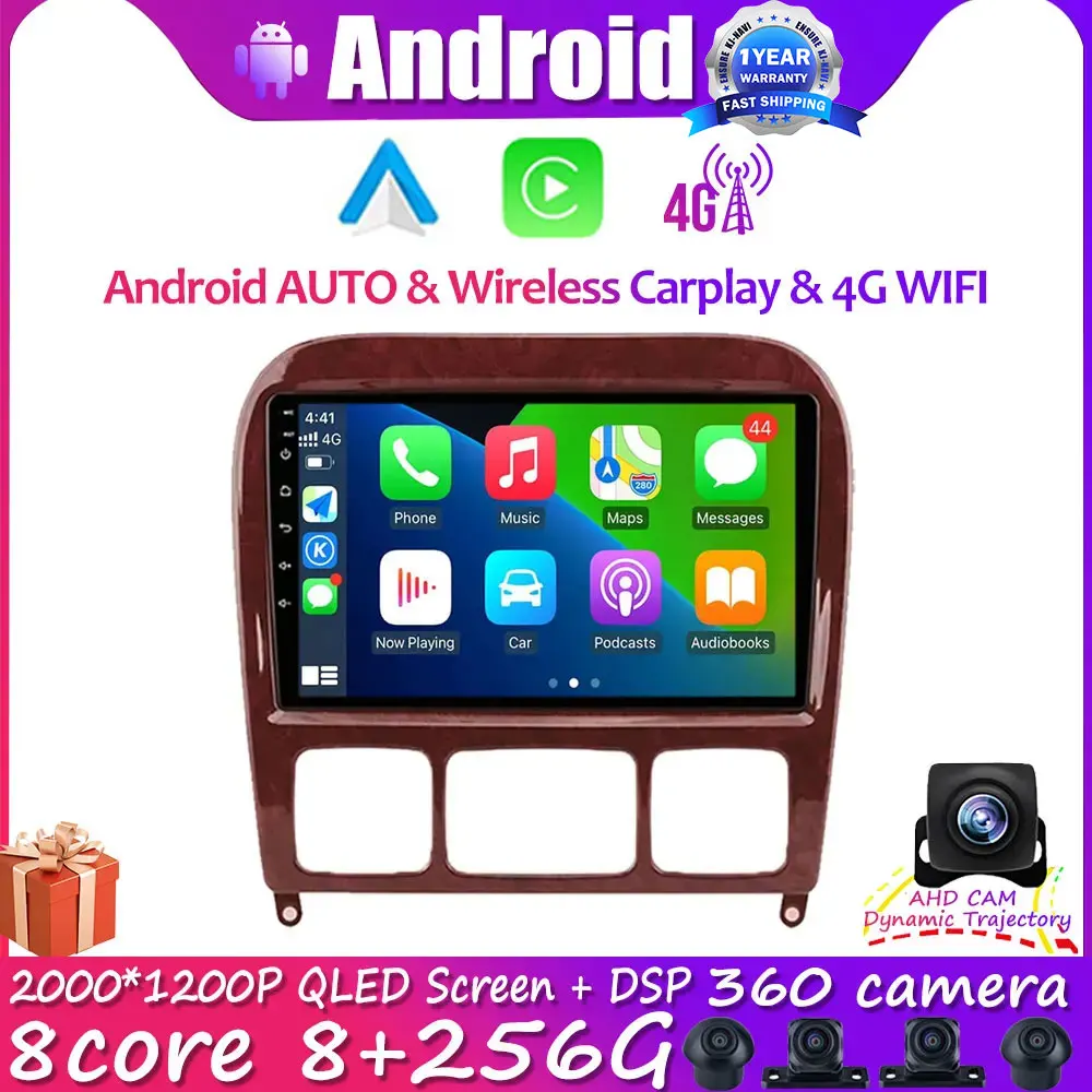 

Android 14.0 For Mercedes Benz S Class W220 S280 S320 S350 S400 S430 S500 S600 360 camera CAR GPS Stereo Radio Multimedia player