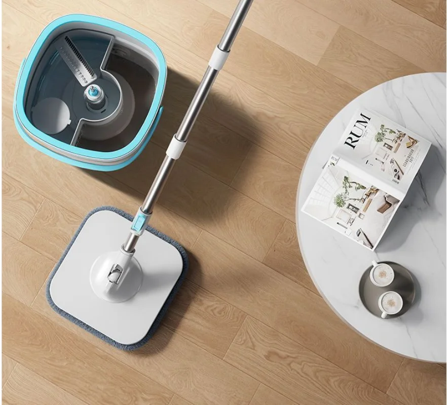 Hand-Free Lazy Squeeze Mop Spin Mop with Bucket Automatic Magic Floor Mop Nano Microfiber Cloth Self-Cleaning Square Floor Mop