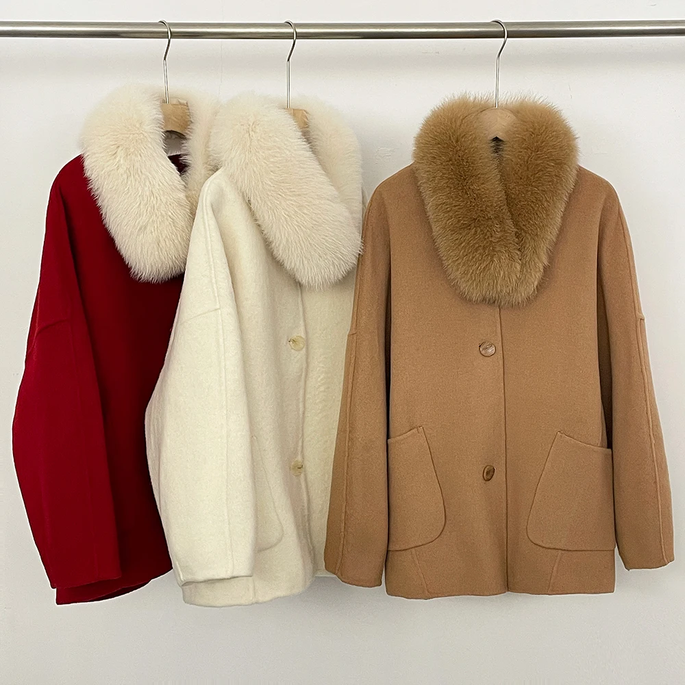 

OFTBUY Woman Winter Clothes Jacket with Fur Woolen and Trench Coats Fashion Winter Warm Women's Clothes Korean Style Woman 2026