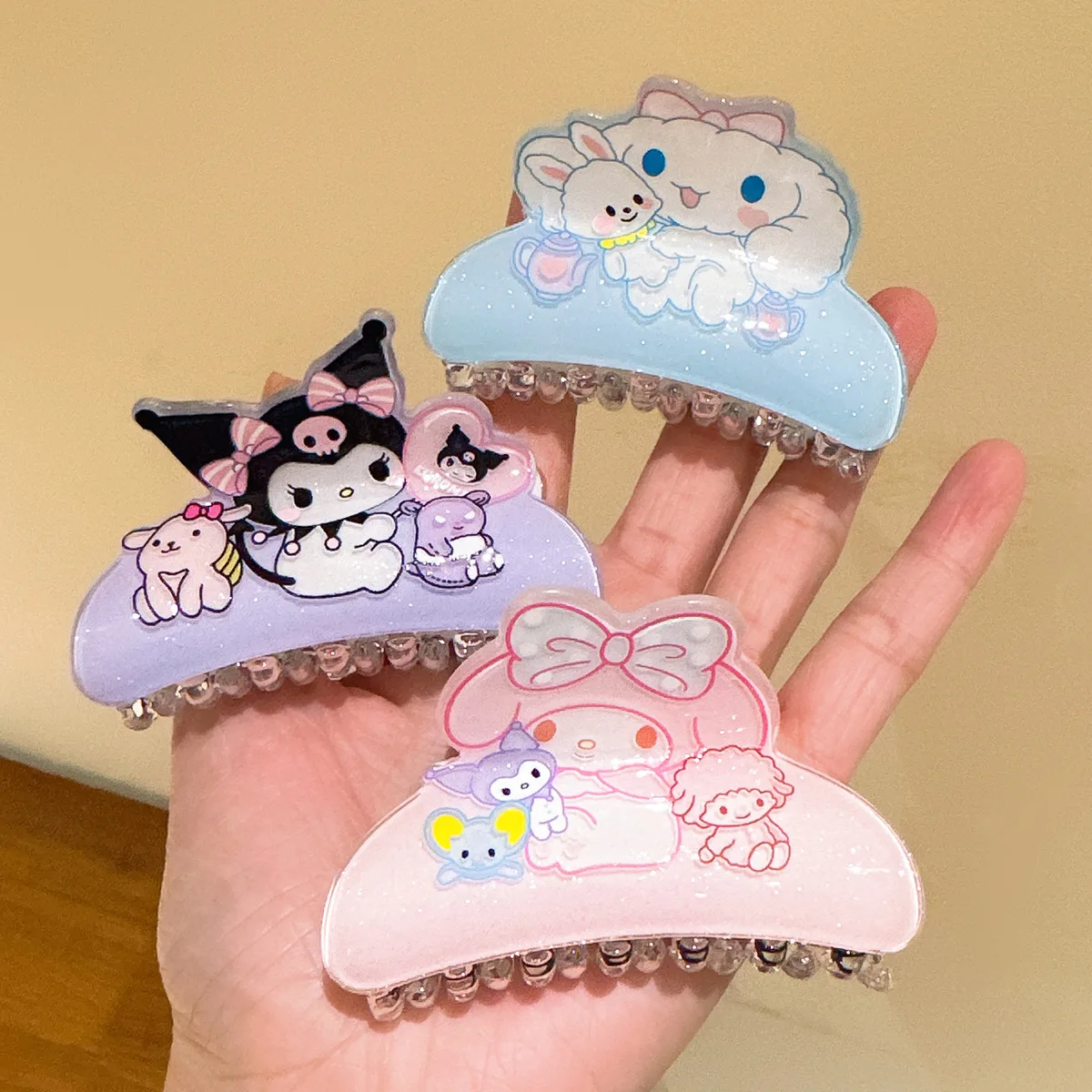 Sanrio Series Kawaii Hair Clip Kuromi Hello Kitty Cinnamoroll Cartoon Cute Hair Claw My Melody Pochacco Hairpins Shark Clip Gift