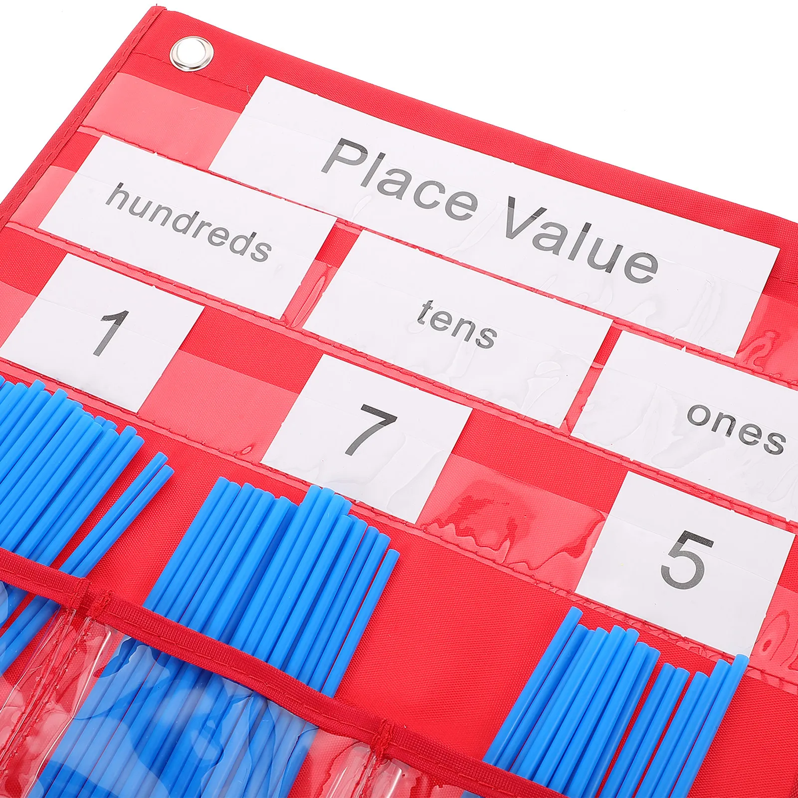1Set Counting Pocket Chart Classroom Teaching Tool Polyester Plastic Hanging Wall Chart for Number Sorting Grouping Math