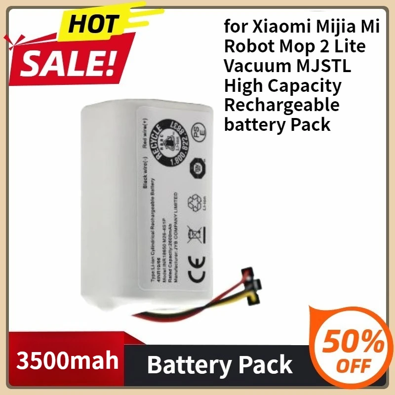 Li-ion Battery for Xiaomi Mijia Mi Robot Mop 2 Lite Vacuum MJSTL High Capacity Rechargeable Pack 3200mah 14.4V