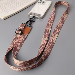 Retro Pattern Crossbody Cell Phone Lanyard Adjustable Hanging Neck Mobile Phone Strap Lanyard Pendant With Universal Card Gasket