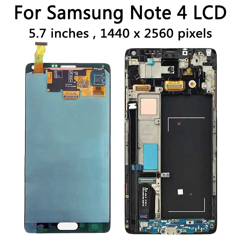 Super AMOLED For Samsung Note 4 Note4 N910C N910A N910F LCD Screen Dispaly Touch Digitizer Assembly With Burn Shadow