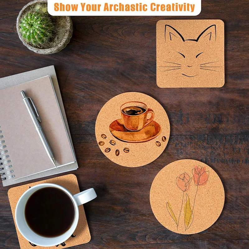 5/10/20/30PCS Round Wood Mats Natural Cork Coasters Durable Non Slip Tea Cup Drink Holder Coasters for Coffee DIY Home Supplies