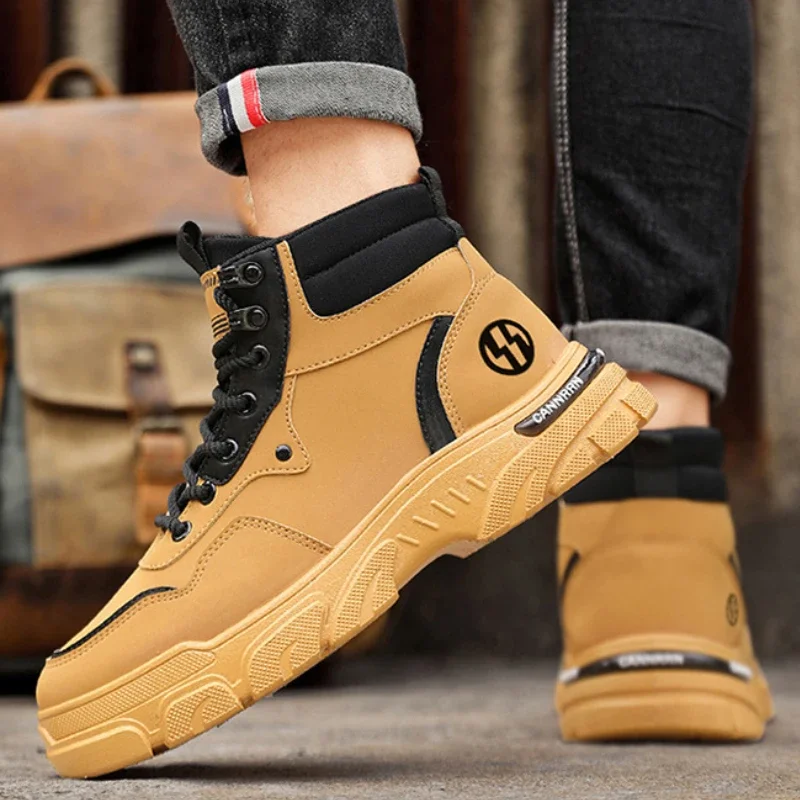Fashion Men's Boots High Quality Comfor Men Ankle Boots Thick-soled High Top Casual Shoes Outdoor Non-slip Men Motorcycle Boots image 4