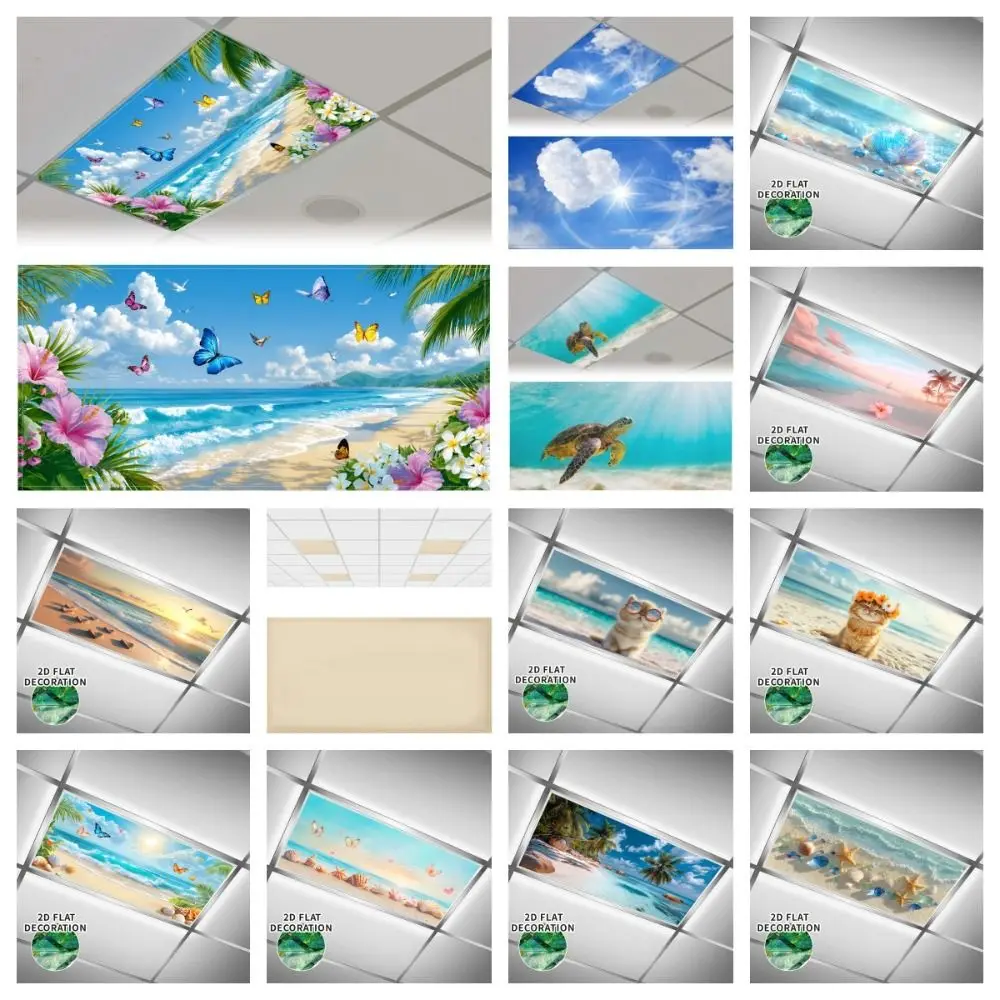 122*61cm Lampshade Anti-glare with 10 Magnetic Buckles Magnetic Light Filters Forest Sky Fluorescent Light Covers Hospital