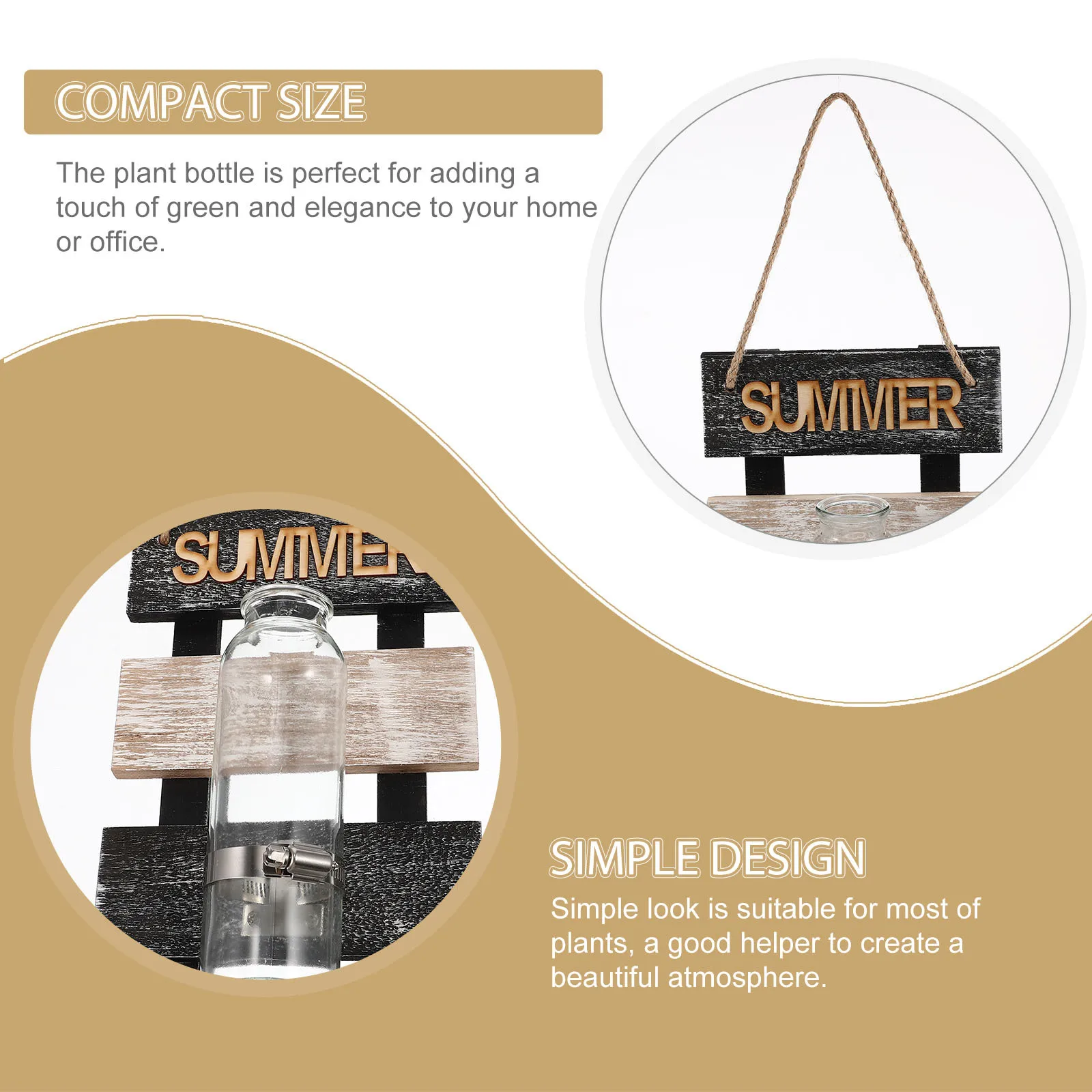 

1Set Wall Hanging Hydroponic Vase Glass Planter Pendant Wood Board Home Decoration Ornament Wall Glass Planter Pendant