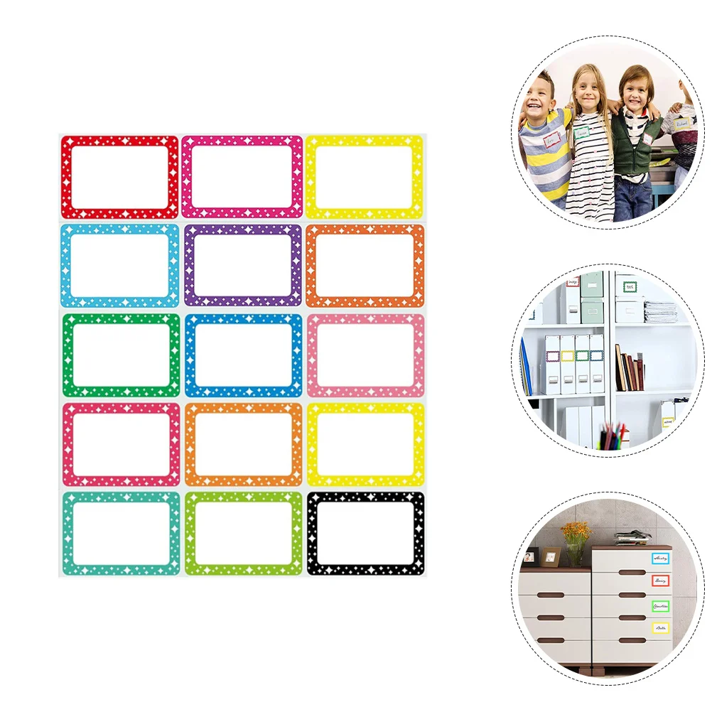 10 أوراق ملصقات تصنيف لاصقة فارغة قابلة للكتابة، علامات أسماء لاصقة سميكة وناعمة لفرز الفصول الدراسية المكتبية، ملصق ملون
