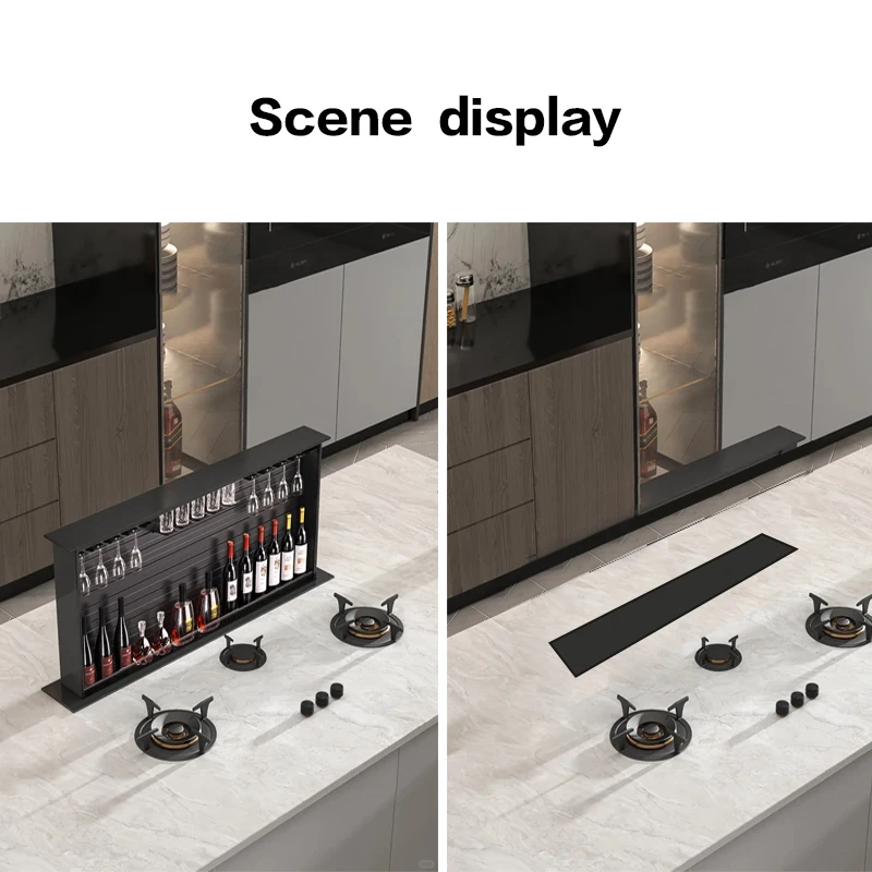 High-End Customized Electric Intelligent Touch-Sensitive Voice-Controlled Wine Cabinet Island Lift Storage Display Cabinet