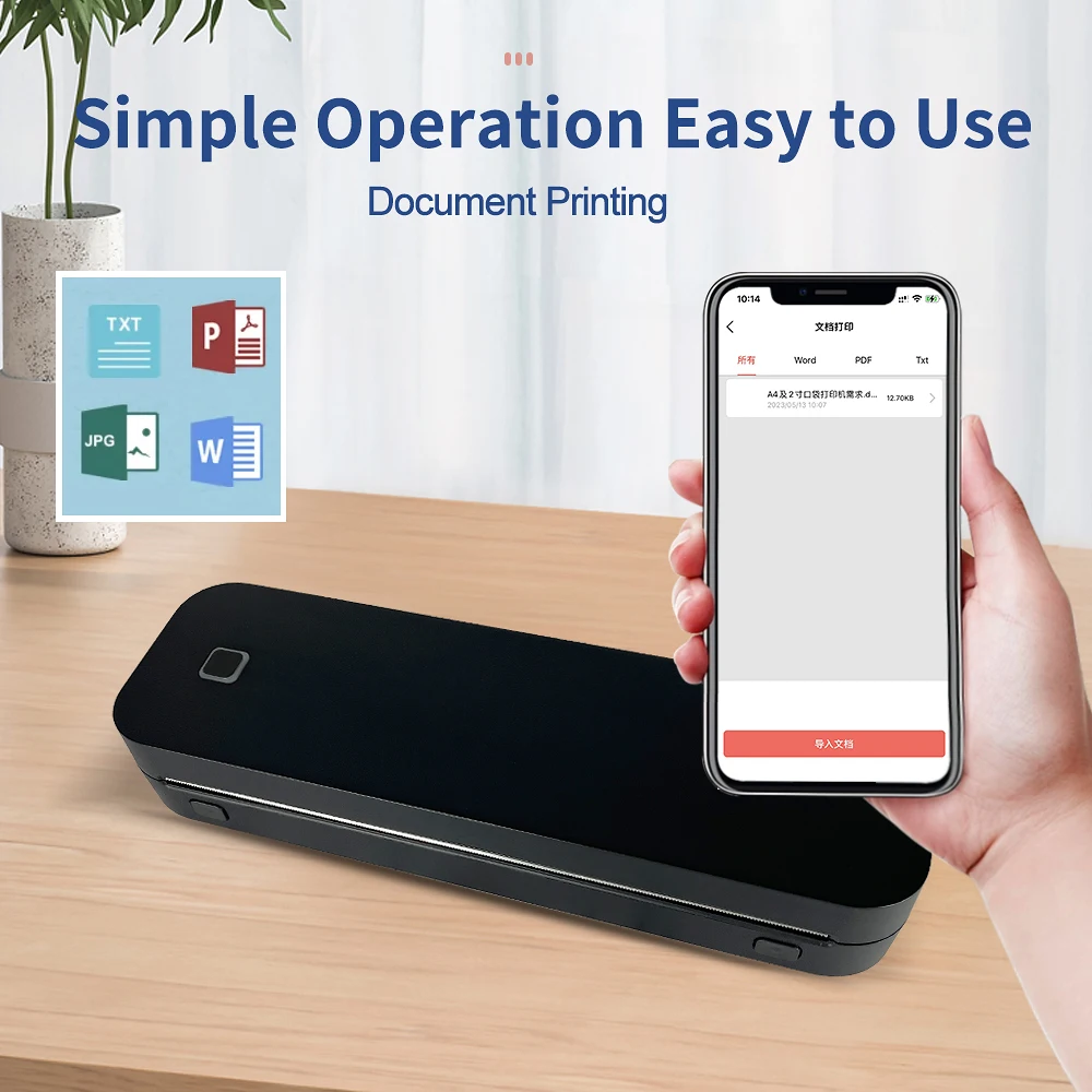 Portable A4 Thermal Printer Document Tattoo Printer Mini Bluetooth Desk Printer Notes lmage Printing Machine For Office Business