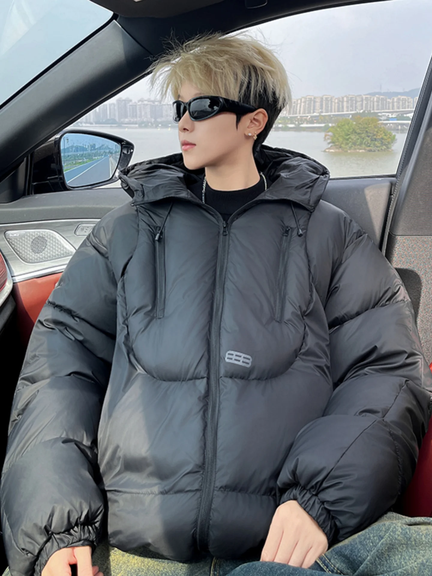 

Мужская утепленная куртка с капюшоном на двойной молнии, свободного кроя, молодежная, повседневная, зимняя верхняя одежда из хлопка с наполнителем