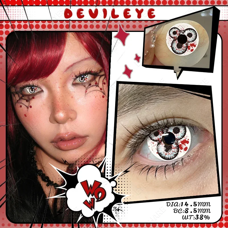 EYESHARE Cosplay Farbige Kontaktlinsen für Augen, jährliche Verwendung, Make-up, verrückte Halloween-Schönheit, rote Kontaktlinsen, Augenkosmetik – Detail 29