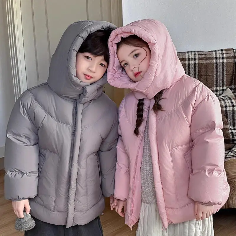 

Детская пуховая хлопковая стеганая куртка, зимнее термопальто для мальчиков и девочек, теплая верхняя одежда для больших детей в холодную погоду, зимняя одежда
