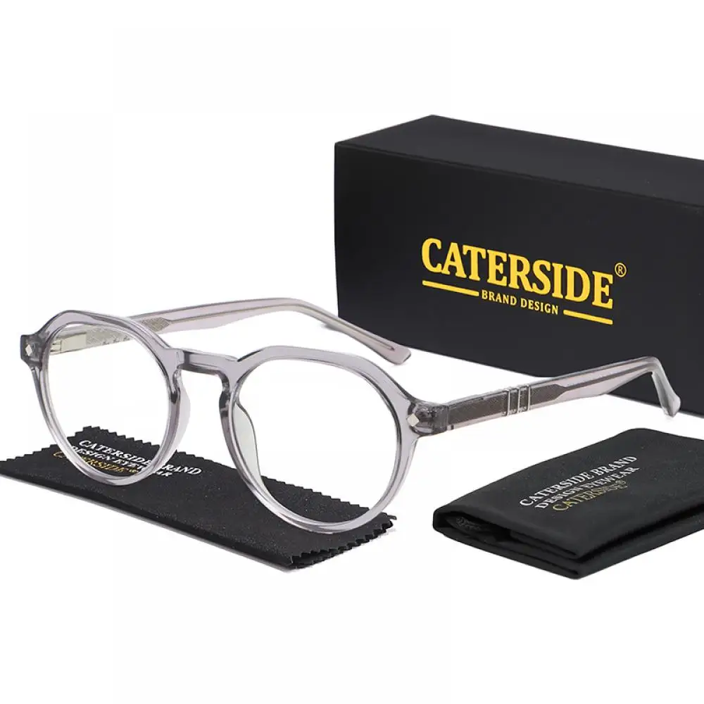 CATERSIDE Retro Herren Flache Leichte Brille Hochwertige PC Runde Anti-Blaulicht-Brille Damen Computer-Lese-Schutzbrille – Detail 9