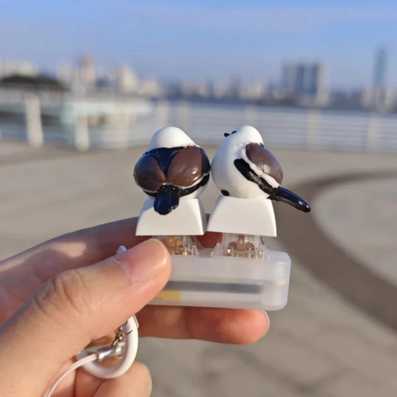 Weißer Vogel-Tastenkappe aus Kunstharz, 3D-Esc, niedlicher kreativer Cartoon-Vogel, personalisierte Anpassungskollektion, mechanische Tastatur-Tastenkappe, Geschenk