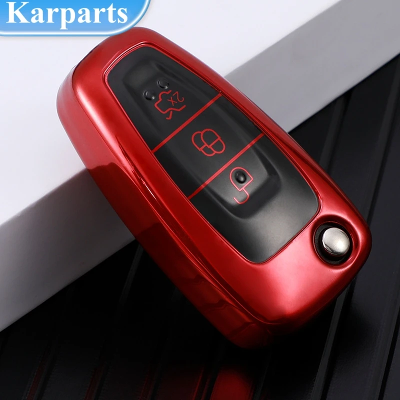 TPU Car Folding Key Case Cover Bag Keychain for Ford Focus C-Max S-Max Galaxy Mondeo Ranger Transit Tourneo Custom TPU Protector